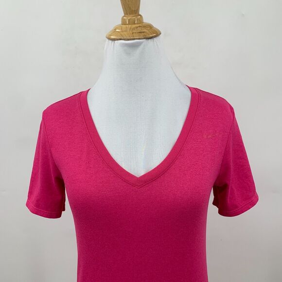 Nike T Shirt Womens XS Valentine V Neck Short Sleeve Dri Fit Straight Hem Active - Picture 3 of 9